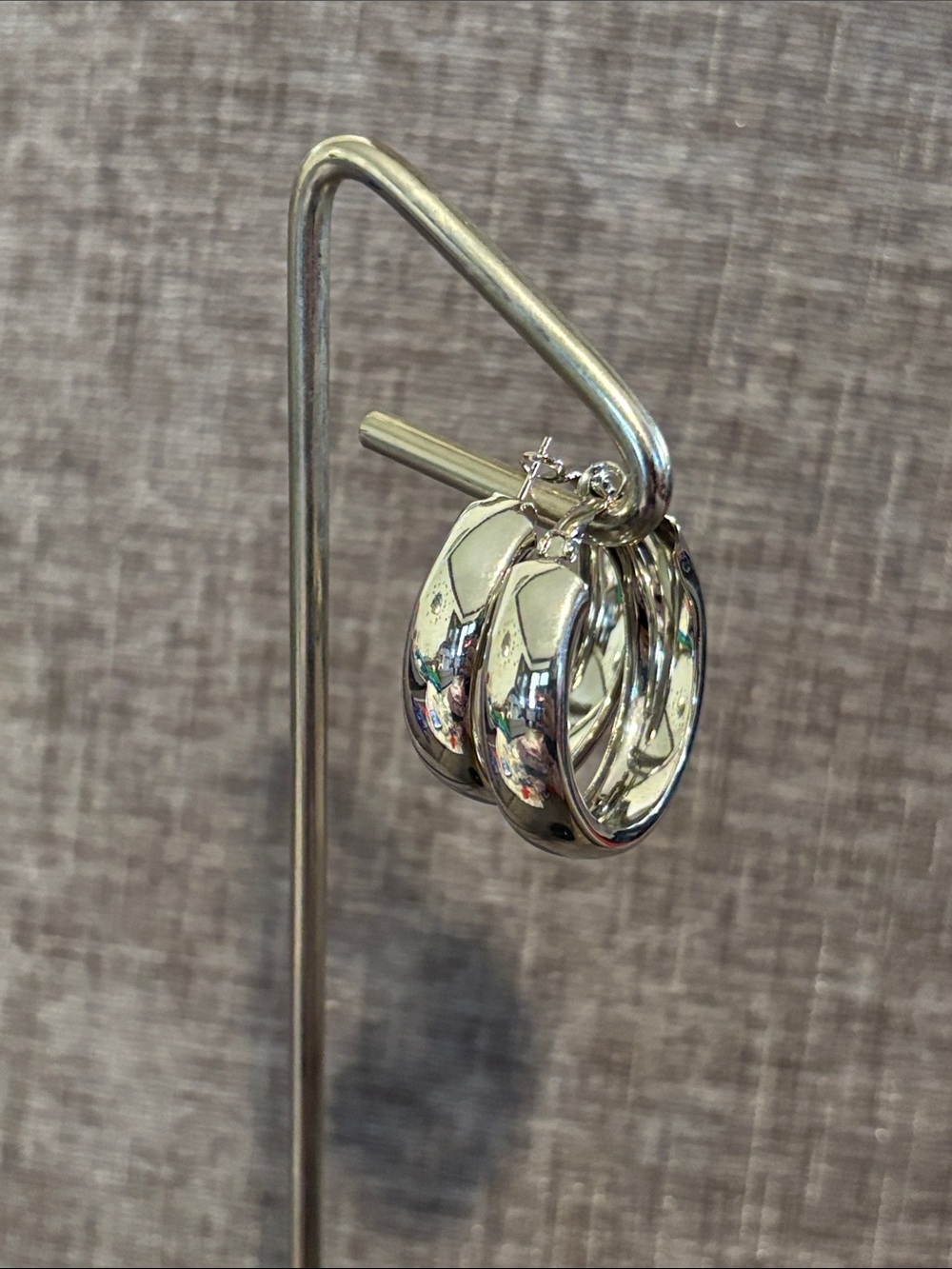 Polished Silver Tone Chunky Hoop Earrings